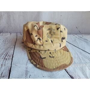 US Marine Desert Field Cap Hat Size: Medium Camo Made In USA